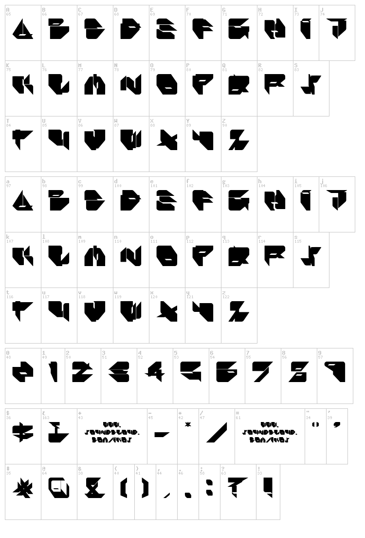 Ikos Dub font map